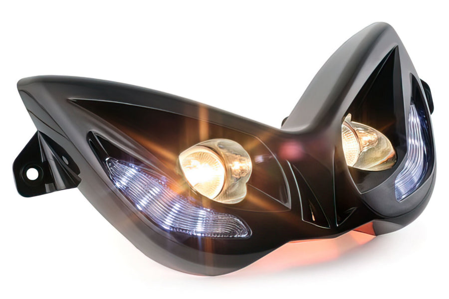 Twin Headlight STR8 EVO 2 blue LEDs Yamaha Aerox black