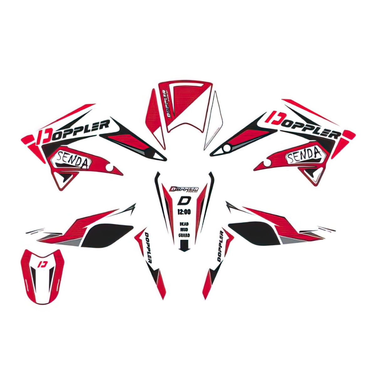 Graphics Kit Doppler white / black / red Derbi Senda after 2011