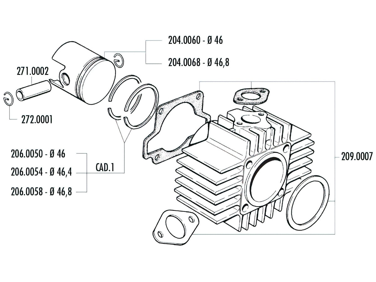 Cylinder Gasket Set Polini Sport 70cc Garelli Noi-Matic / Katia 50