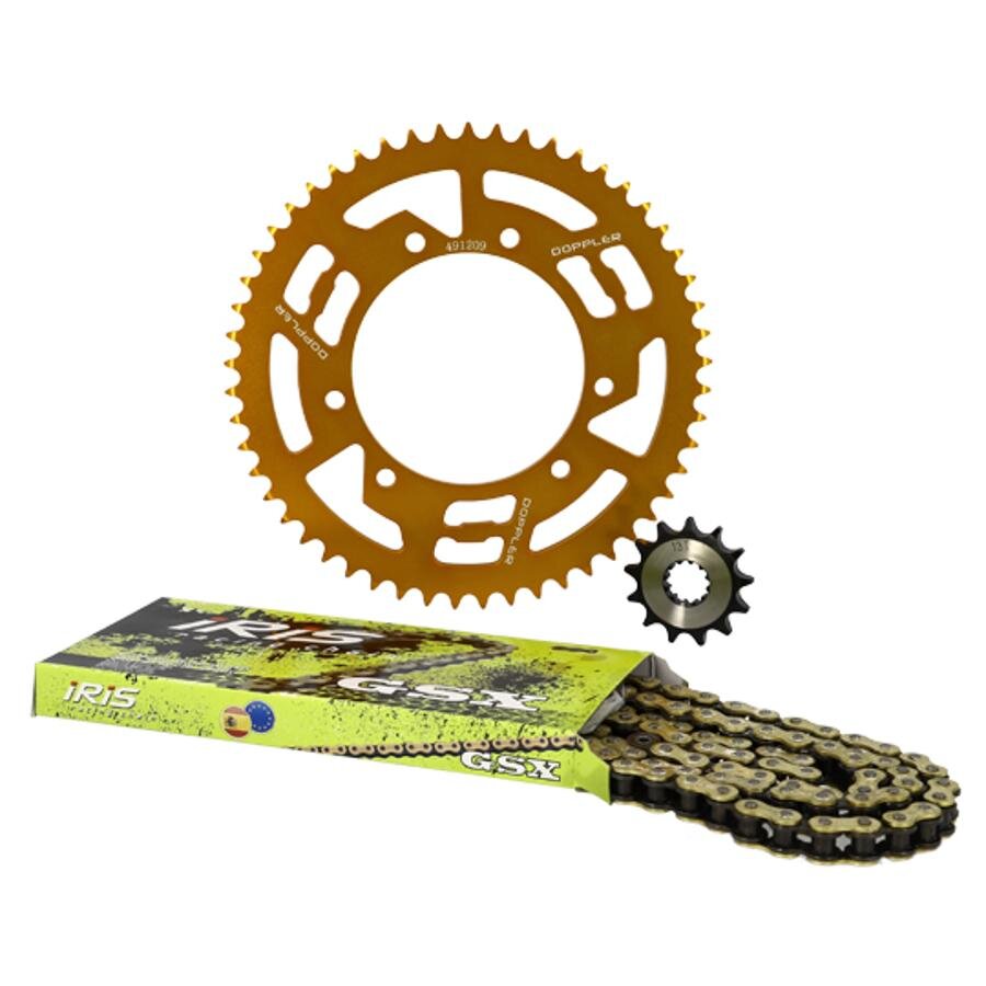Chain Kit aluminium gold 13x53 - 420 Doppler Rieju MRT