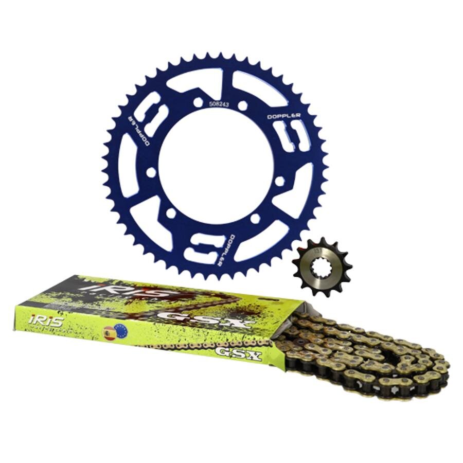 Chain Kit aluminium blue 13x53 - 420 Rieju MRT