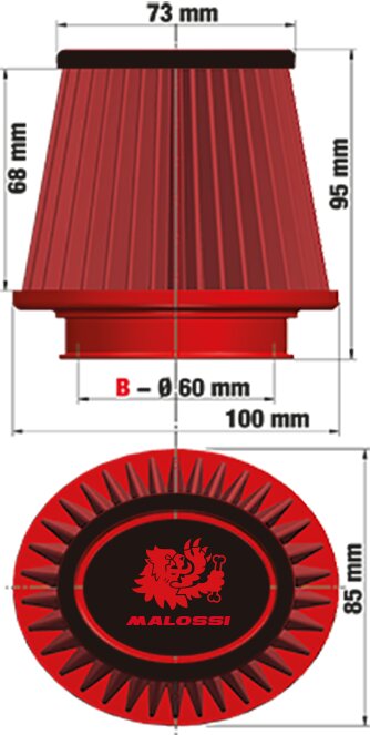 Air Filter Malossi E18 42/50/60mm PHBG/PHBH/PWK/VHST