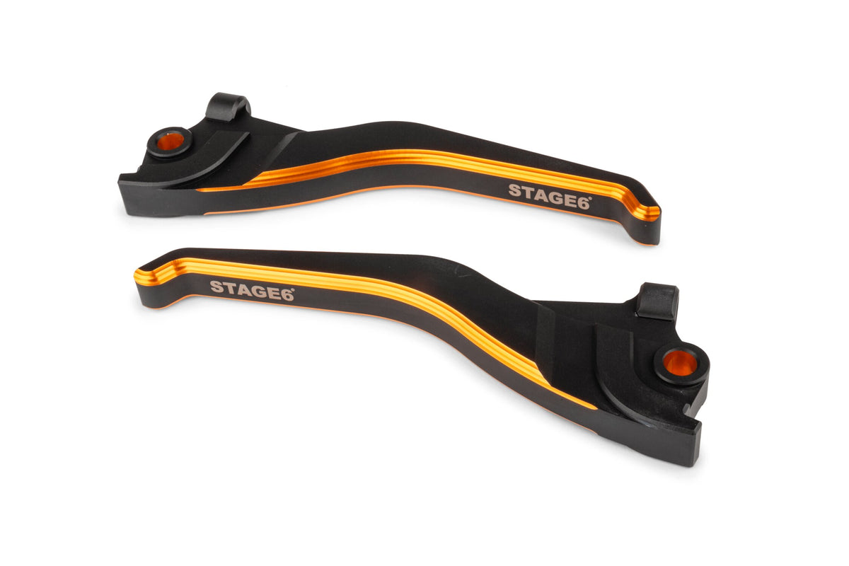 Brake Lever Set Stage6 CNC black / orange Yamaha Aerox before 2012