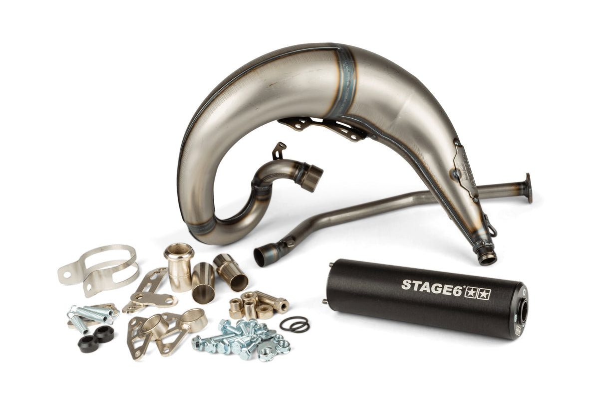 Exhaust Stage6 Streetrace high mount CNC black Derbi Senda