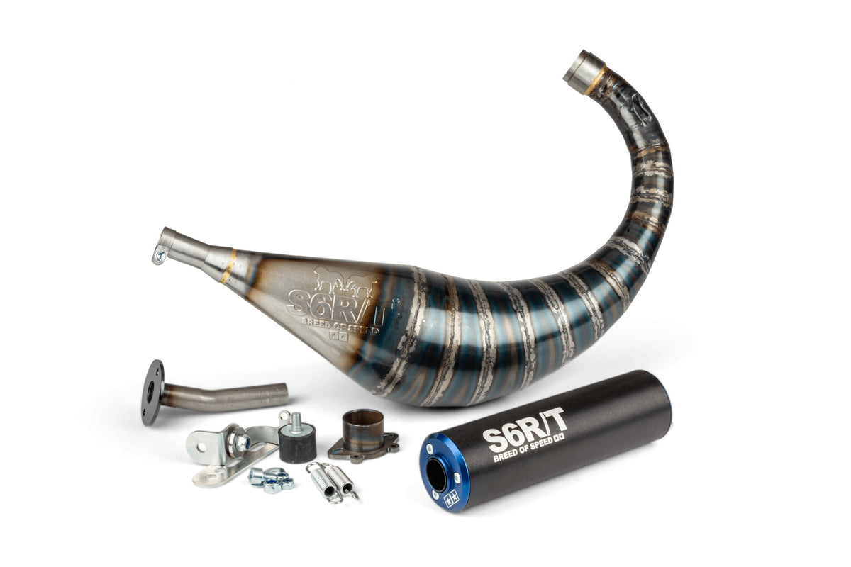 Exhaust Stage6 R/T 70 - 80cc black / blue Derbi