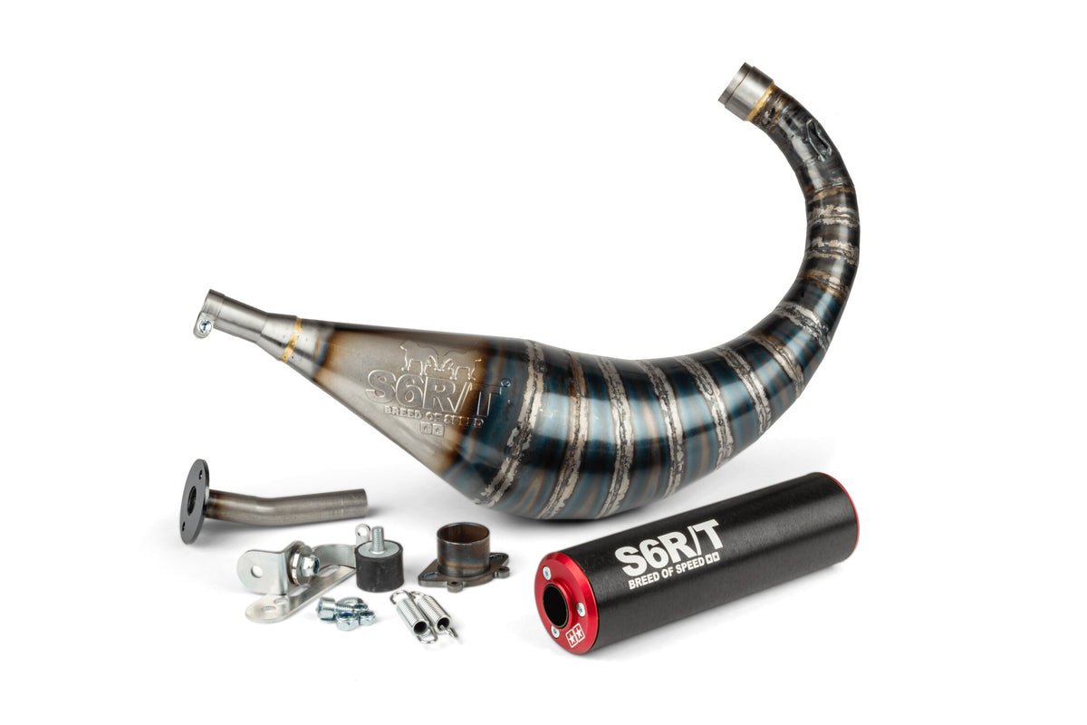 Exhaust Stage6 R/T 70 - 80cc black / red Derbi