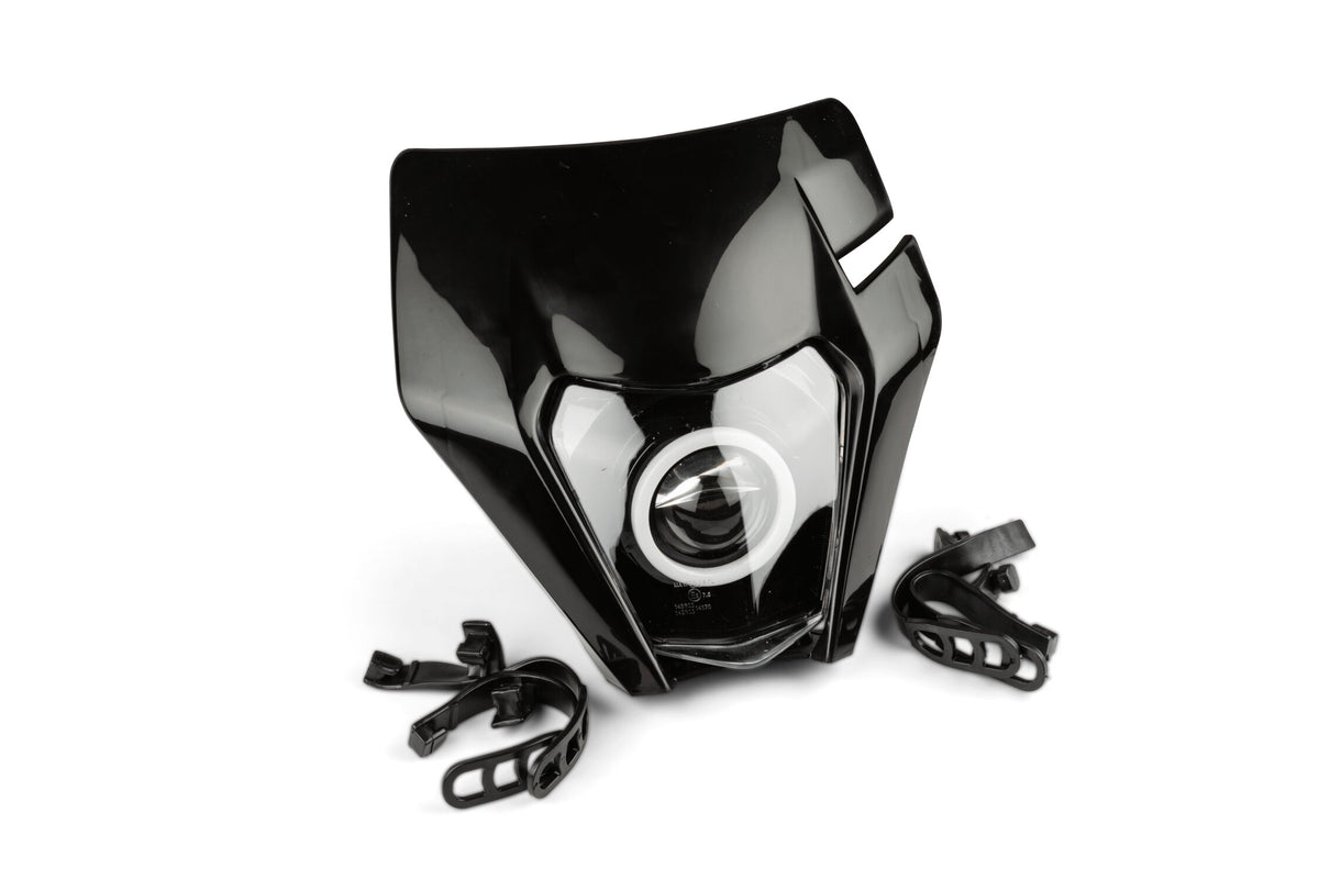 Enduro Headlight STR8 Angel Eye with RGB ring KTM EXC black