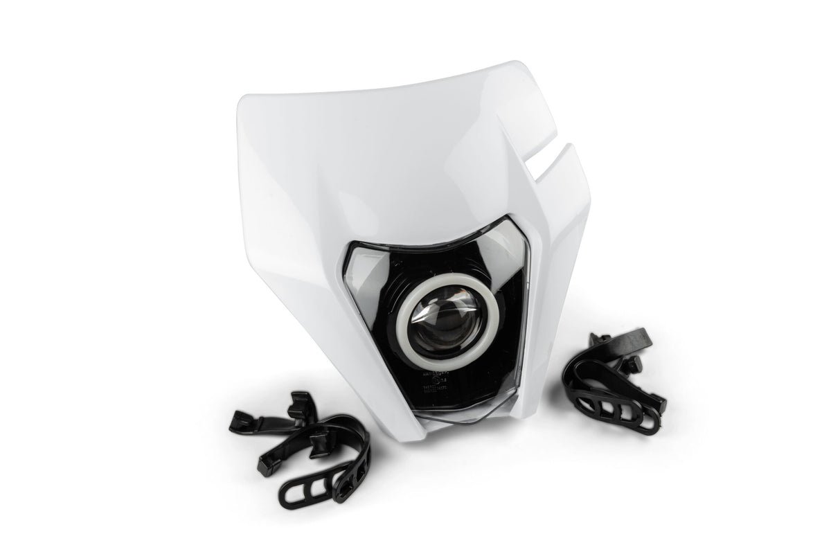 Enduro Headlight STR8 Angel Eye with RGB ring KTM EXC white