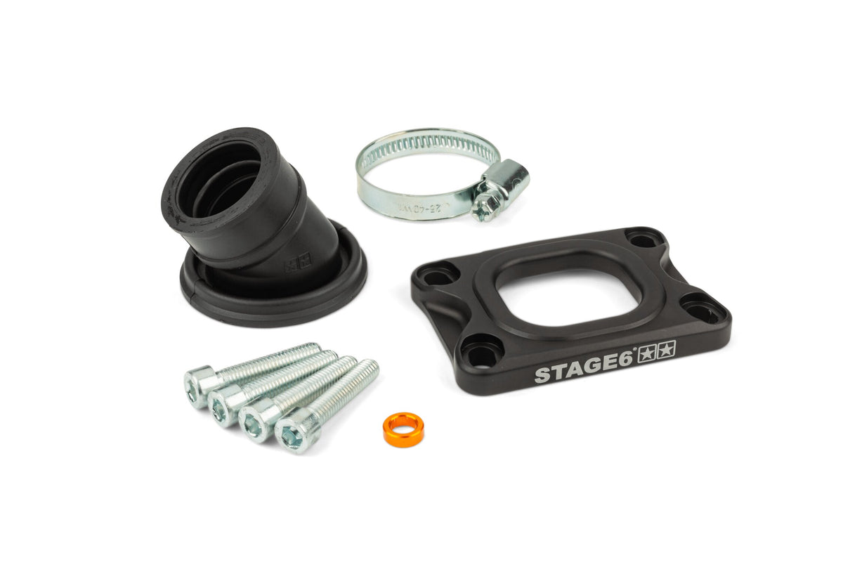 Intake Manifold Stage6 360° AM6 / Derbi black for Dellorto / CP