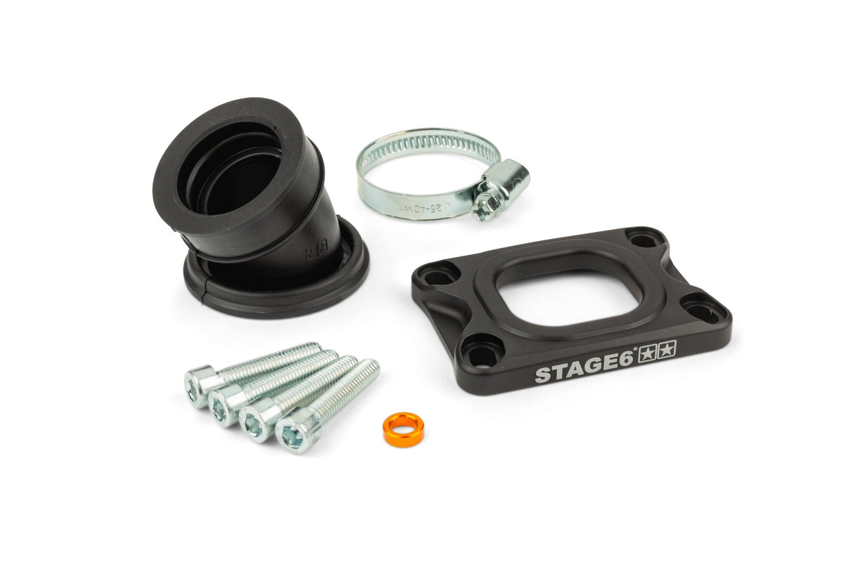 Intake Manifold Stage6 360° AM6 / Derbi black for Mikuni TM24