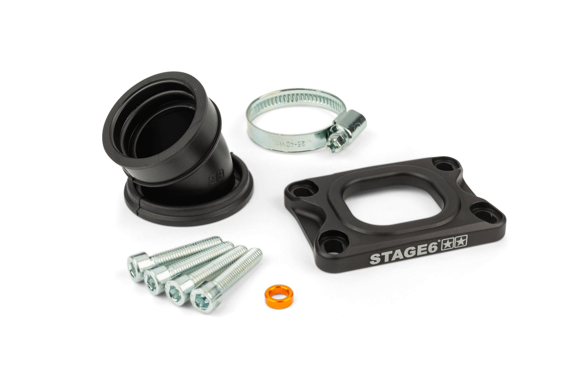 Intake Manifold Stage6 360° AM6 / Derbi black for PWK 19 - 28mm