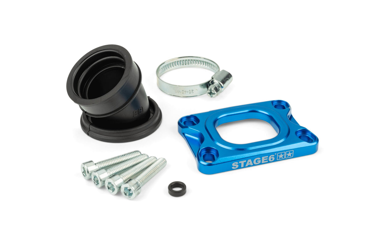 Intake Manifold Stage6 360° AM6 / Derbi blue for PWK 19 - 28mm