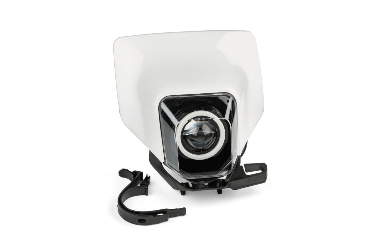 LED Enduro Headlight STR8 with RGB ring type Husqvarna white