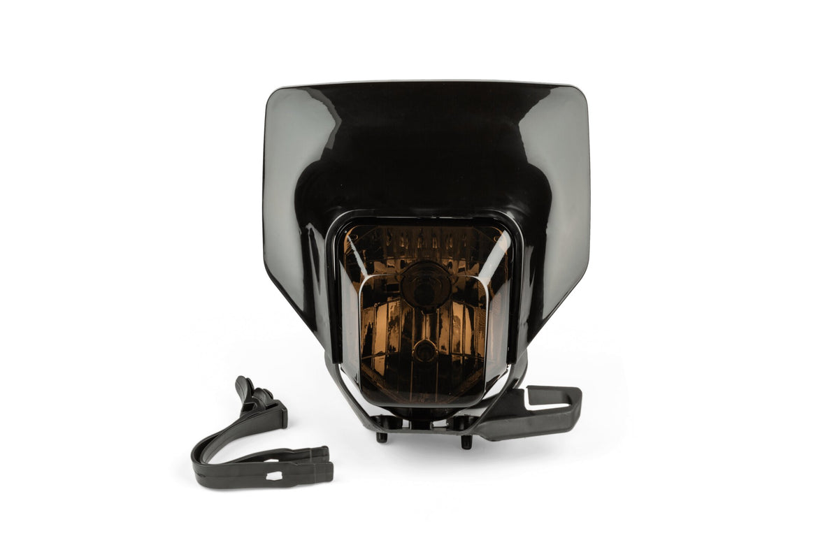 Enduro Headlight STR8 tinted type Husqvarna black