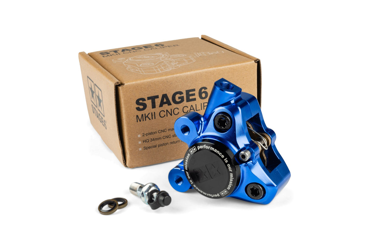Front Brake Caliper CNC alu Stage6 Minarelli / Piaggio / Peugeot blue