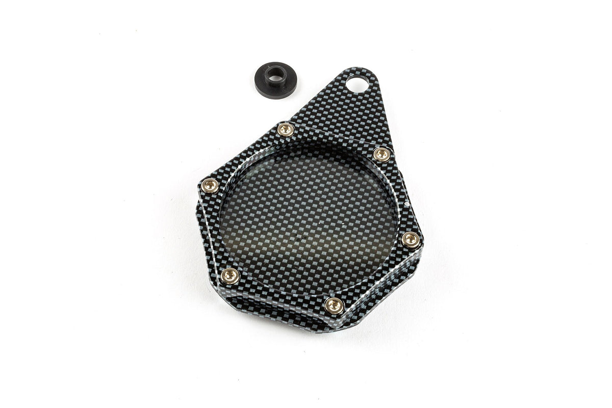 Tax Disc Holder round aluminium carbon