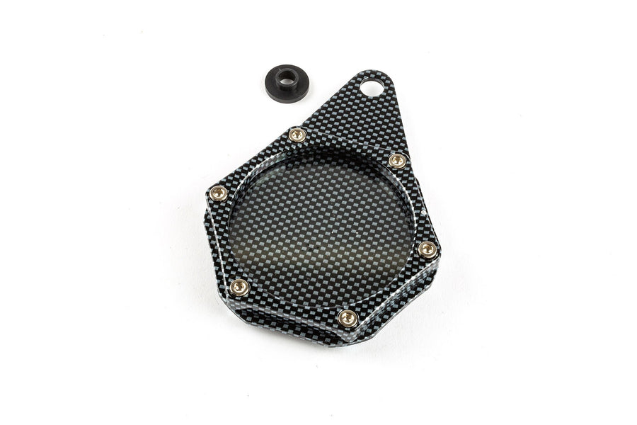 Tax Disc Holder round aluminium carbon