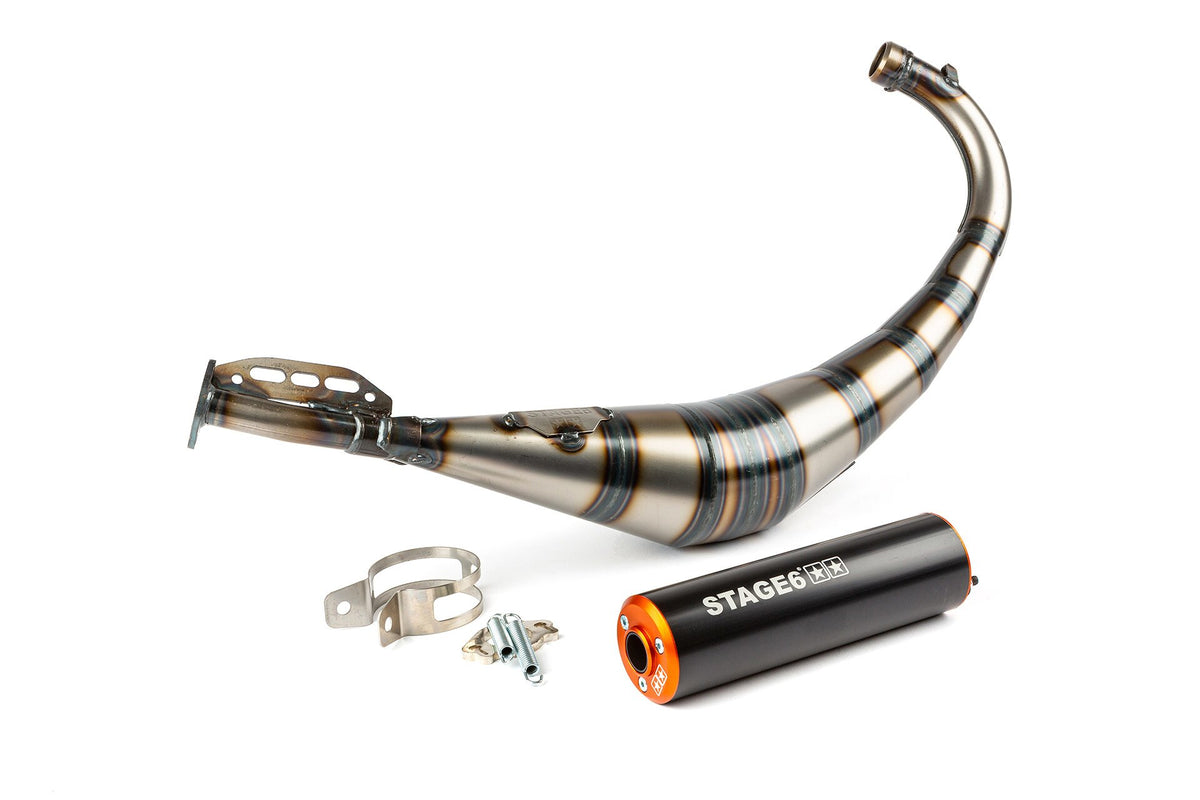 Exhaust Stage6 Streetrace CNC orange / black Derbi / Minarelli AM6